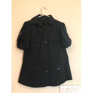 Black short sleeve button up